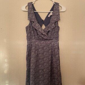 BCBGeneration Blue & White Collared V-Neck Tank Mini Dress Size 4